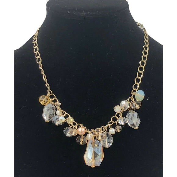 Leslie Danzis Jewelry - Leslie Danzis Necklace Statement Crystal Bronze Tone Chain